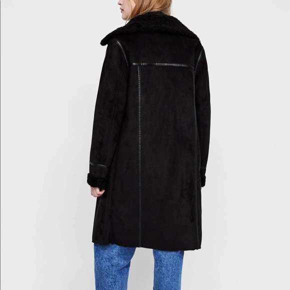 ❤️ LAST size S ZARA LONG FAUX SUEDE COAT - Picture 12 of 14